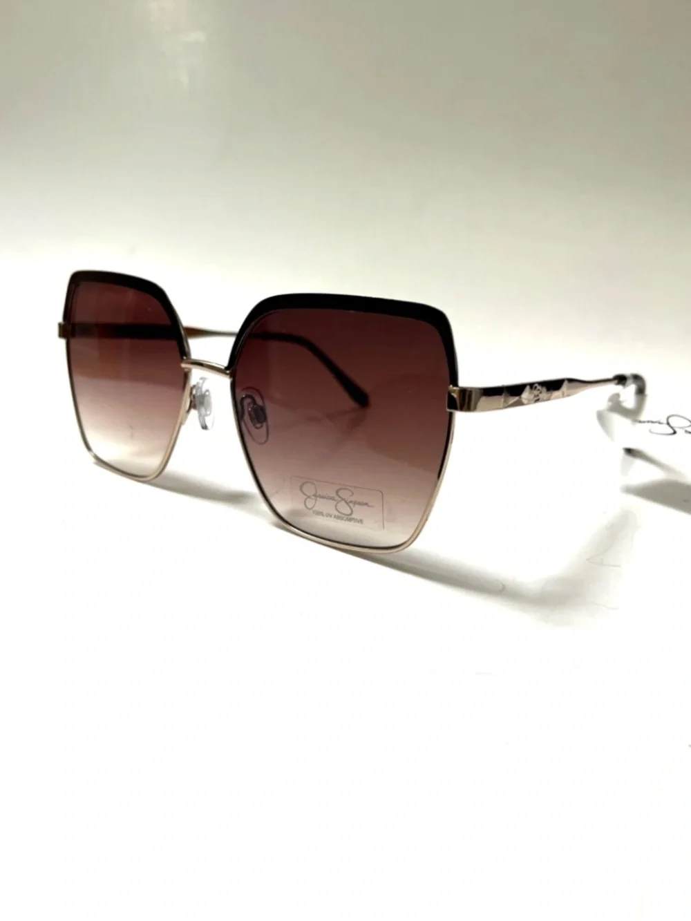 New Jessica Simpson Square Oversized Sunglasses Gold Gradient Brown